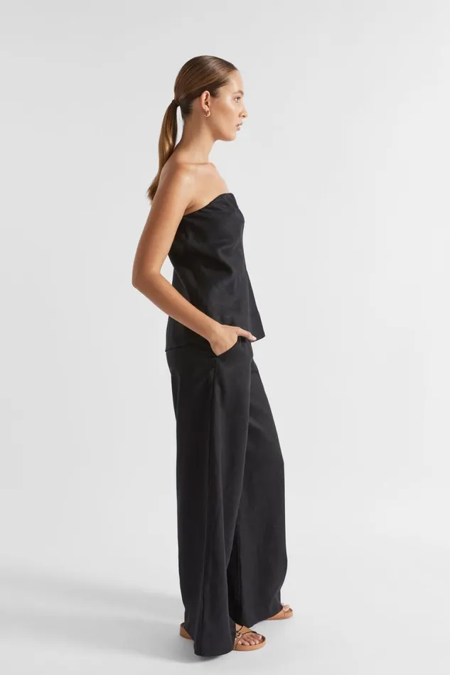 Seed Heritage TShirts and Tops Core Linen Strapless Top Black 8211 Woman