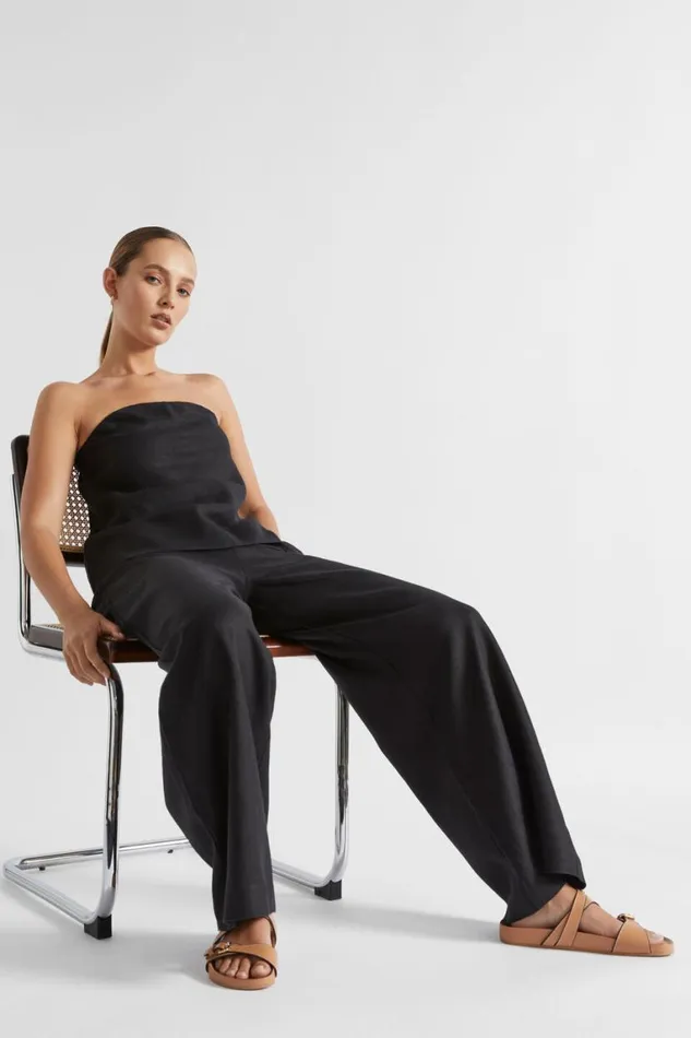 Seed Heritage TShirts and Tops Core Linen Strapless Top Black 8211 Woman