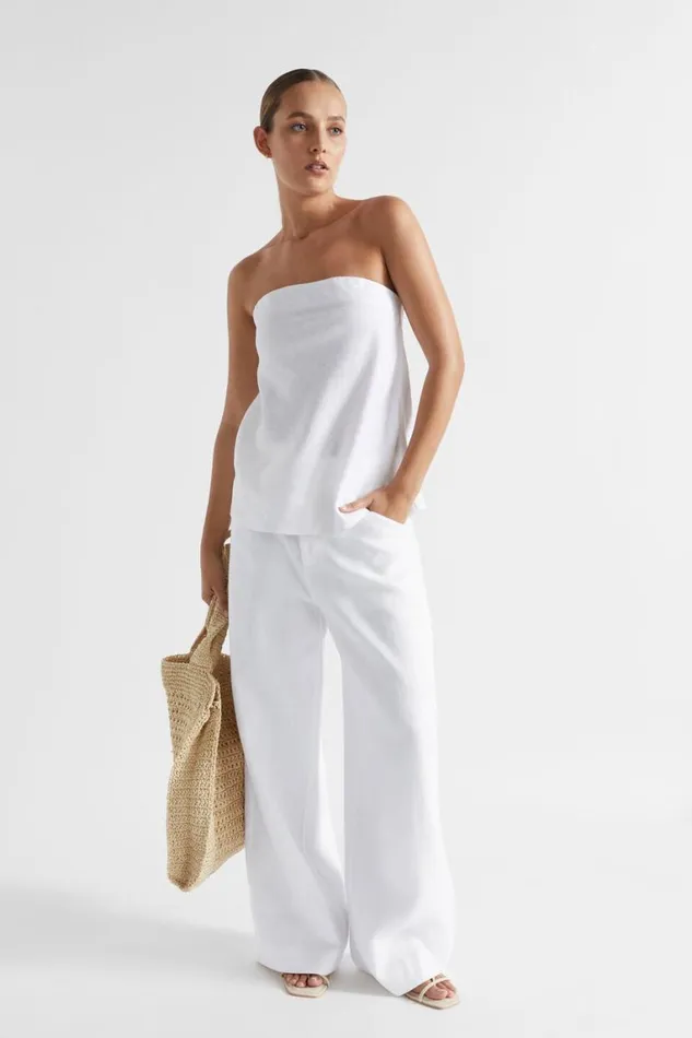 Seed Heritage TShirts and Tops Core Linen Strapless Top Whisper White 8211 Woman Seed Heritage TShirts and Tops Core Linen Strapless Top Whisper White 8211 Woman