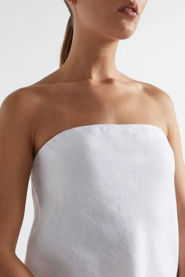 Seed Heritage TShirts and Tops Core Linen Strapless Top Whisper White 8211 Woman