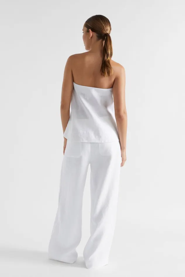 Seed Heritage TShirts and Tops Core Linen Strapless Top Whisper White 8211 Woman