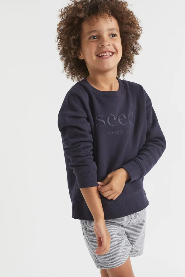 Seed Heritage TShirts and Tops Core Logo Sweat Midnight Blue 8211 Boy