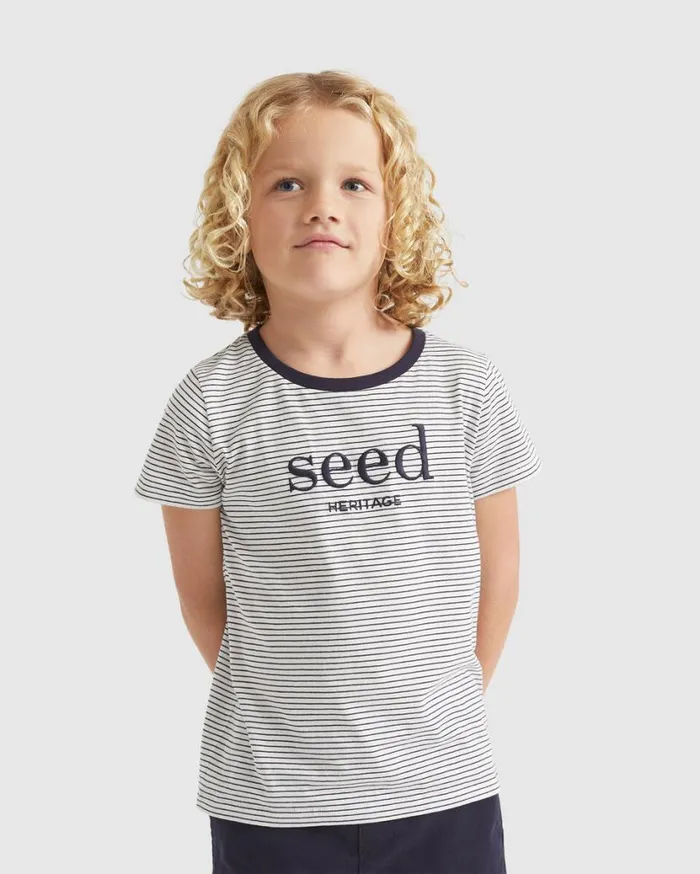 Seed Heritage TShirts and Tops Core Logo Tee Blue Stripe 8211 Boy