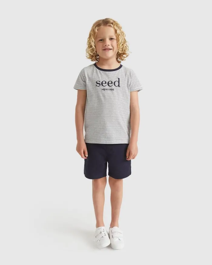 Seed Heritage TShirts and Tops Core Logo Tee Blue Stripe 8211 Boy