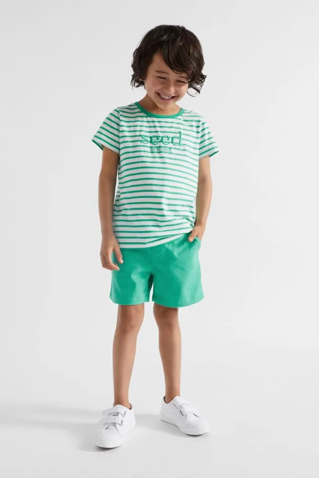 Seed Heritage TShirts and Tops Core Logo Tee Jade Green Stripe 8211 Boy