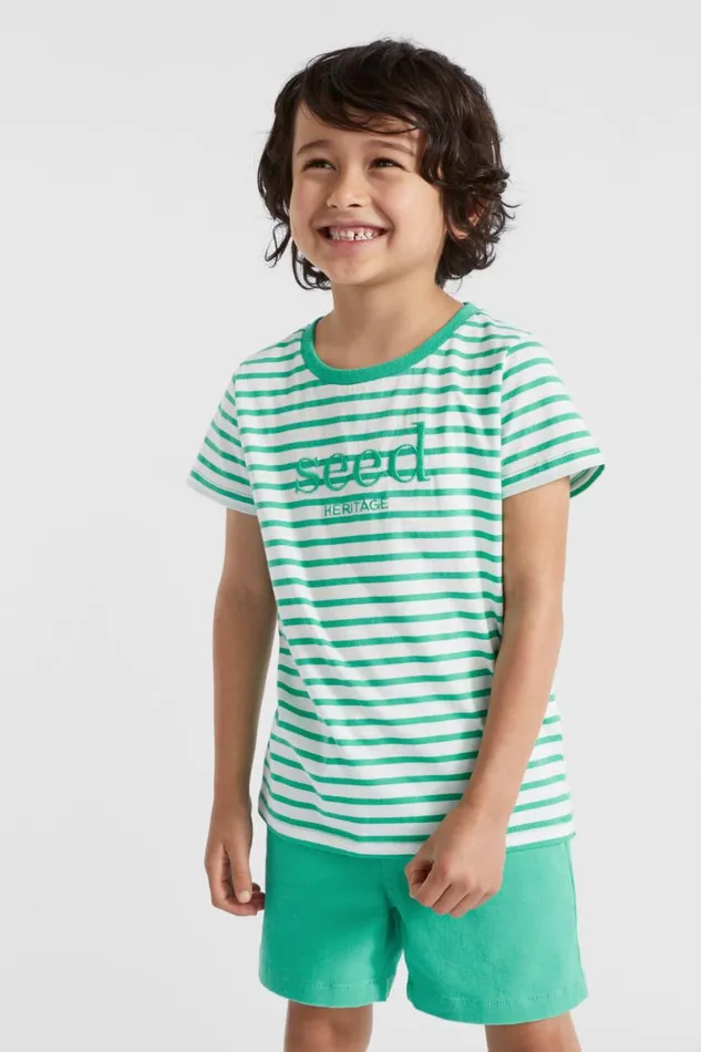 Seed Heritage TShirts and Tops Core Logo Tee Jade Green Stripe 8211 Boy