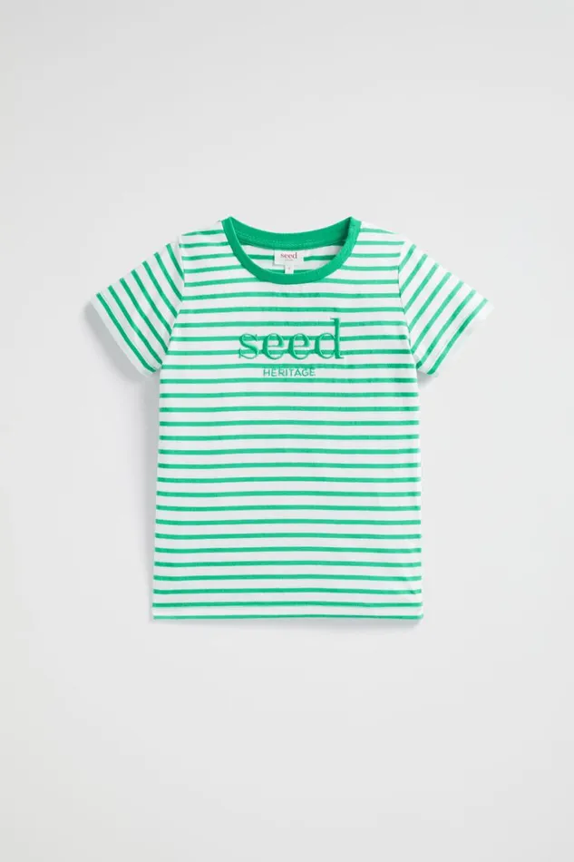 Seed Heritage TShirts and Tops Core Logo Tee Jade Green Stripe 8211 Boy