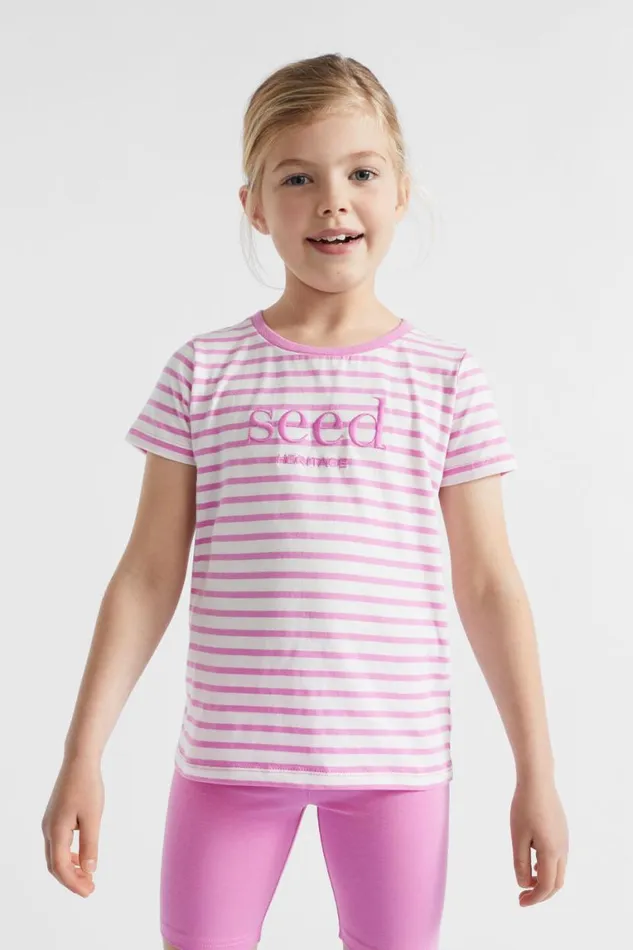 Seed Heritage TShirts and Tops Core Logo Tee Lily Stripe 8211 GirlBoy