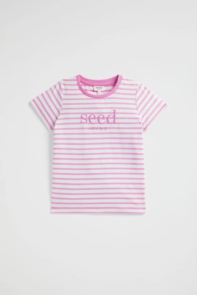 Seed Heritage TShirts and Tops Core Logo Tee Lily Stripe 8211 GirlBoy
