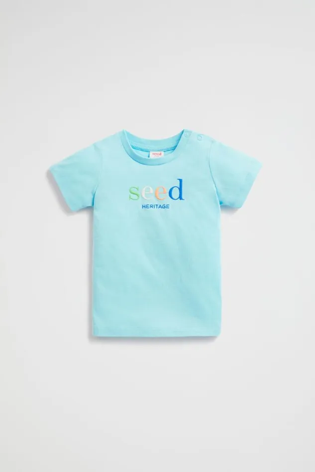 Seed Heritage TShirts and Tops Core Logo Tee Ocean Blue Multi 8211 Baby
