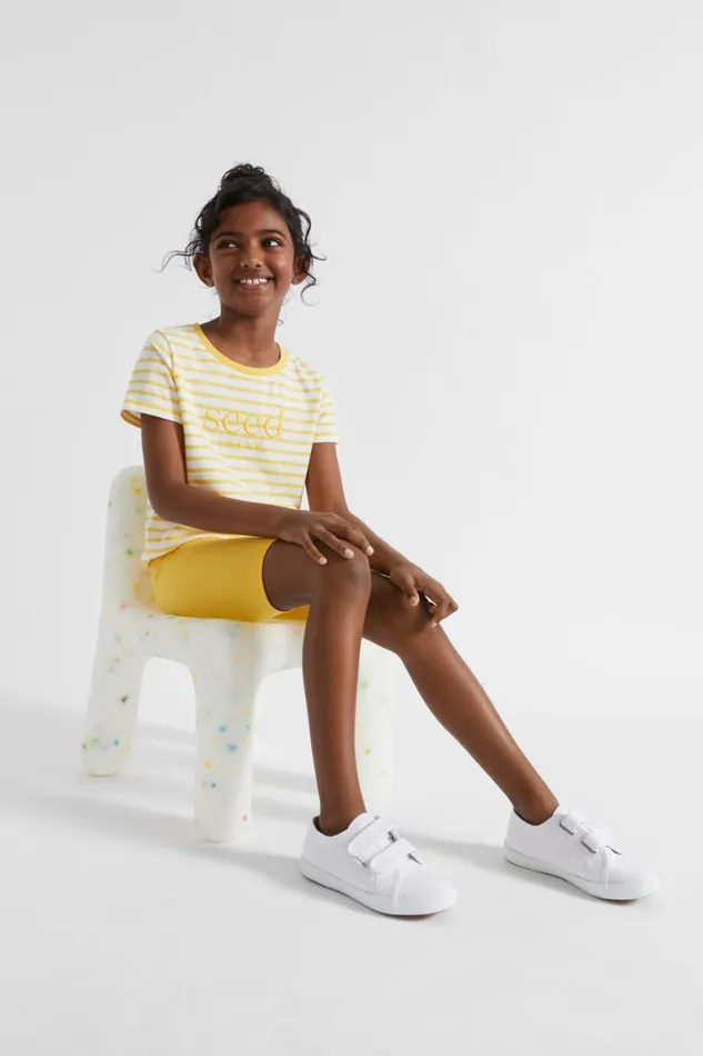 Seed Heritage TShirts and Tops Core Logo Tee Sunshine Stripe 8211 GirlBoy
