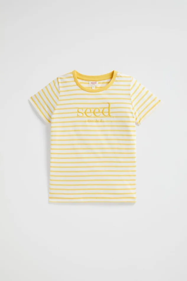 Seed Heritage TShirts and Tops Core Logo Tee Sunshine Stripe 8211 GirlBoy