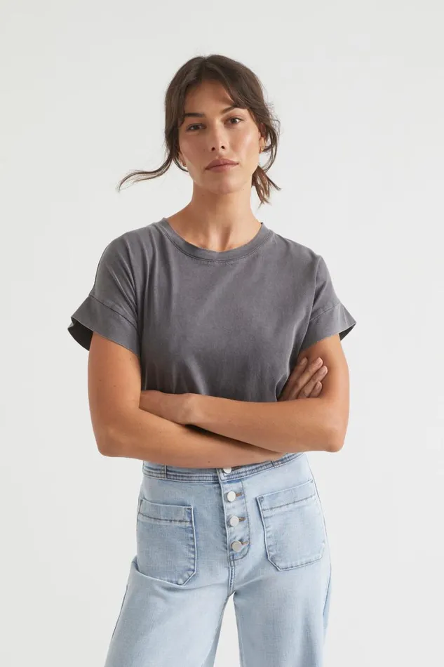 Seed Heritage TShirts and Tops Core Longline Tee Coal Wash 8211 Woman