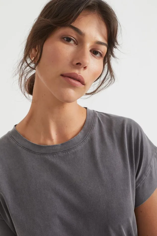 Seed Heritage TShirts and Tops Core Longline Tee Coal Wash 8211 Woman