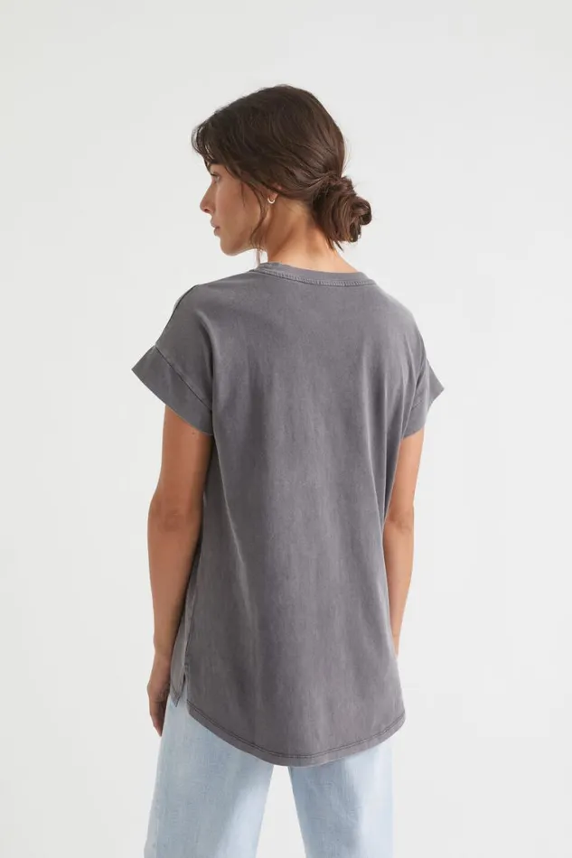 Seed Heritage TShirts and Tops Core Longline Tee Coal Wash 8211 Woman