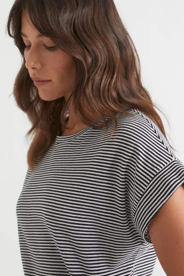 Seed Heritage TShirts and Tops Core Longline Tee Mono Stripe 8211 Woman