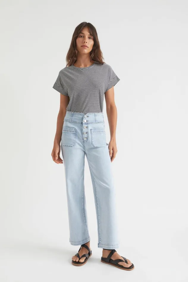 Seed Heritage TShirts and Tops Core Longline Tee Mono Stripe 8211 Woman