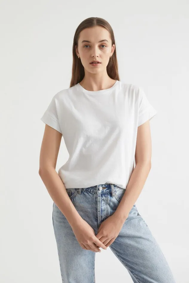 Seed Heritage TShirts and Tops Core Longline Tee Whisper White 8211 Woman