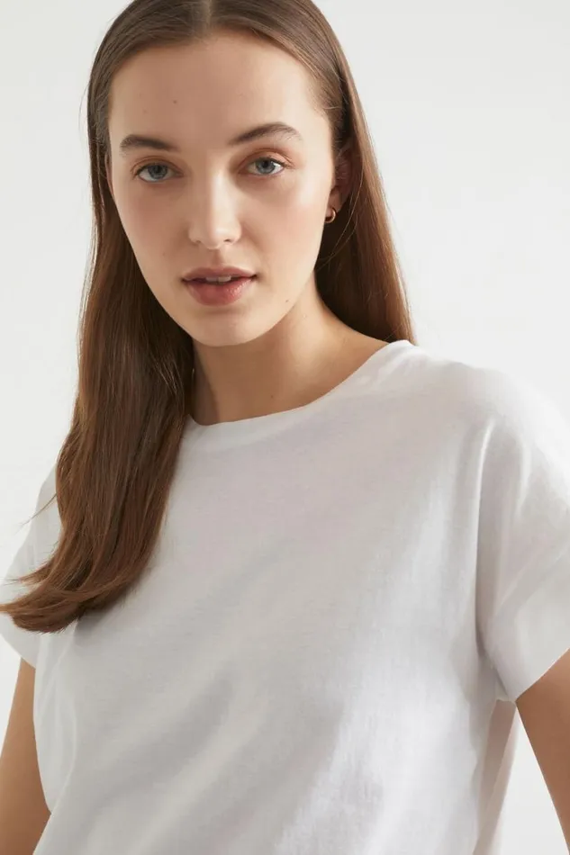 Seed Heritage TShirts and Tops Core Longline Tee Whisper White 8211 Woman