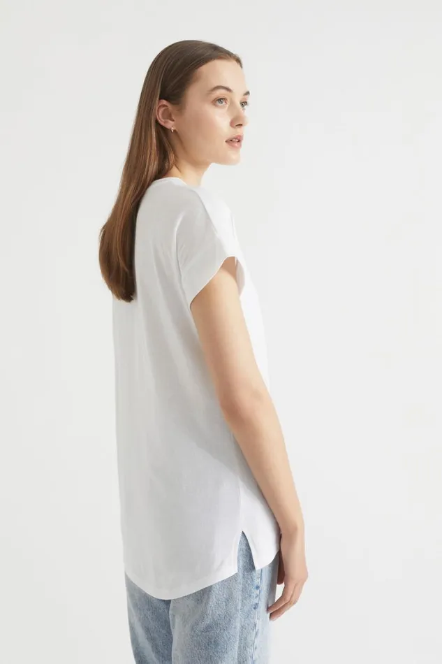 Seed Heritage TShirts and Tops Core Longline Tee Whisper White 8211 Woman