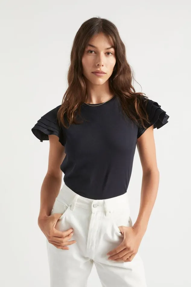 Seed Heritage TShirts and Tops Layered Flutter Sleeve Tee Deep Navy 8211 Woman Seed Heritage TShirts and Tops Layered Flutter Sleeve Tee Deep Navy 8211 Woman