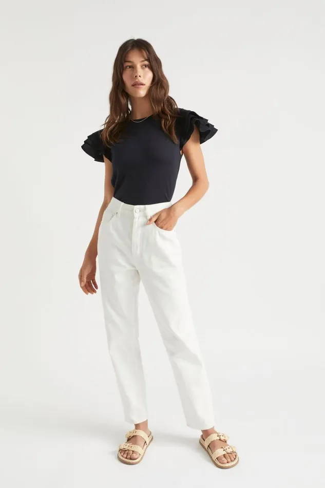 Seed Heritage TShirts and Tops Layered Flutter Sleeve Tee Deep Navy 8211 Woman