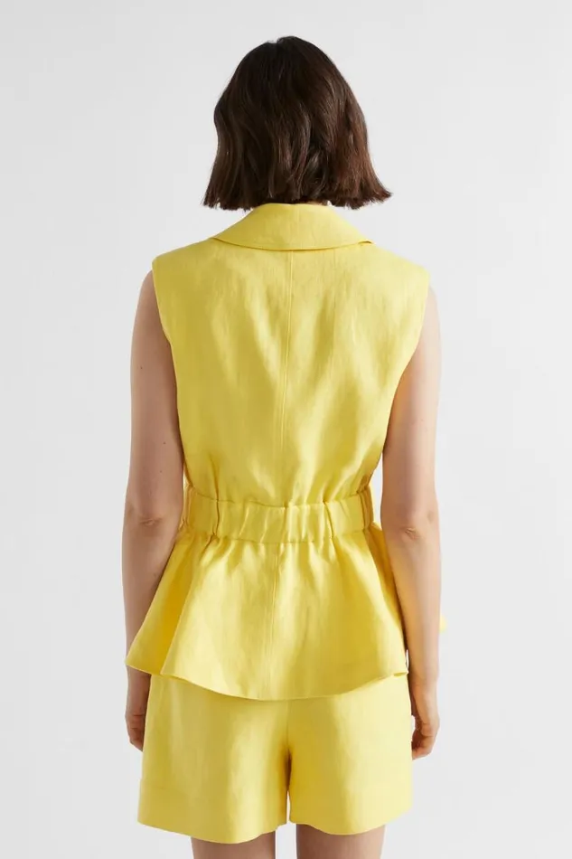 Seed Heritage TShirts and Tops Linen Gathered Vest Lemon Drop 8211 Woman