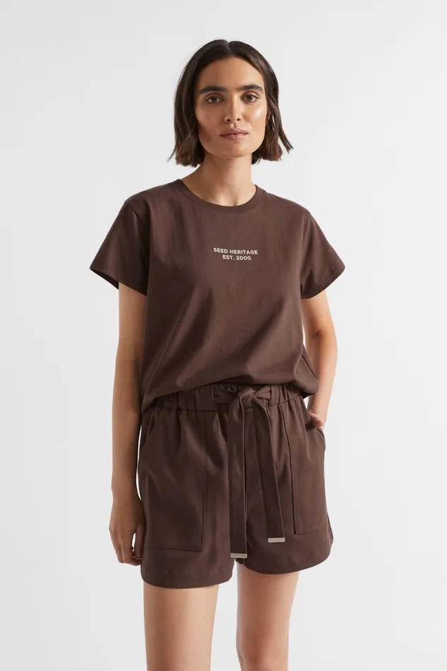Seed Heritage TShirts and Tops Logo Printed Crew Tee Deep Raisin 8211 Woman