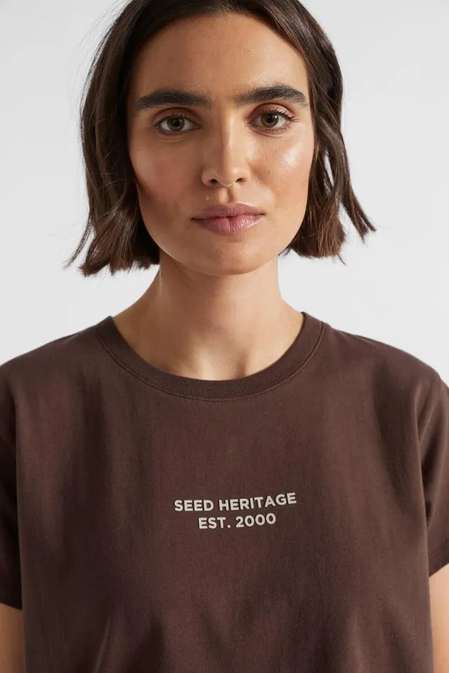 Seed Heritage TShirts and Tops Logo Printed Crew Tee Deep Raisin 8211 Woman