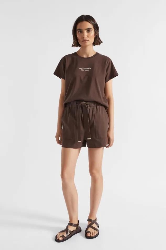 Seed Heritage TShirts and Tops Logo Printed Crew Tee Deep Raisin 8211 Woman