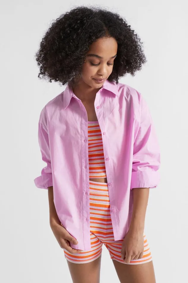 Seed Heritage TShirts and Tops Poplin Overshirt Soft Orchid 8211 Teen Girl