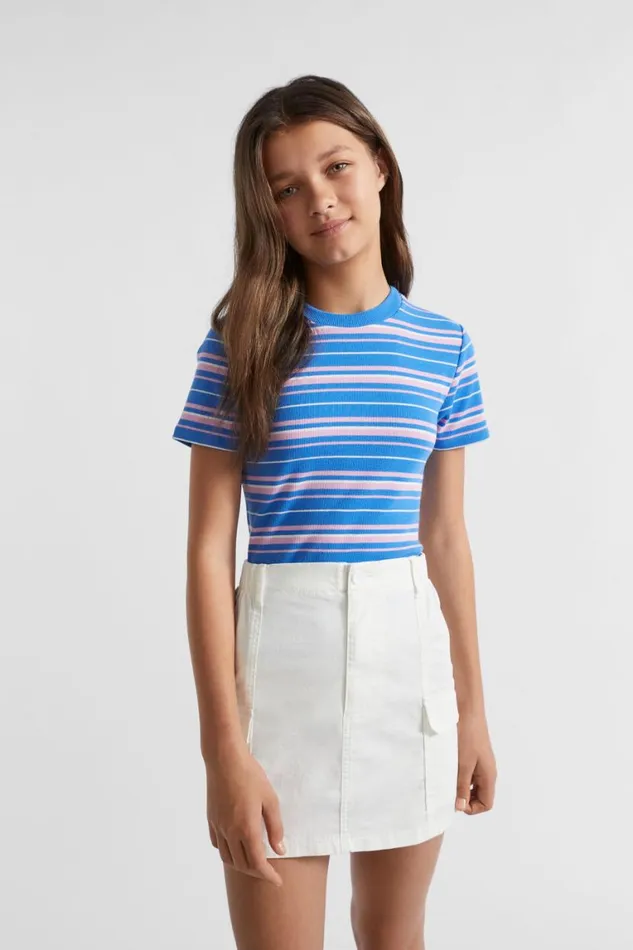 Seed Heritage TShirts and Tops Rib Stripe Tee Azure Blue 8211 Teen Girl