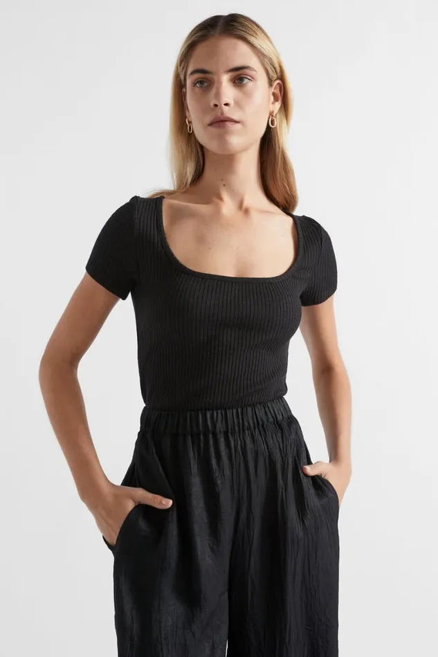 Seed Heritage TShirts and Tops Ribbed Neat Tee Black 8211 Woman