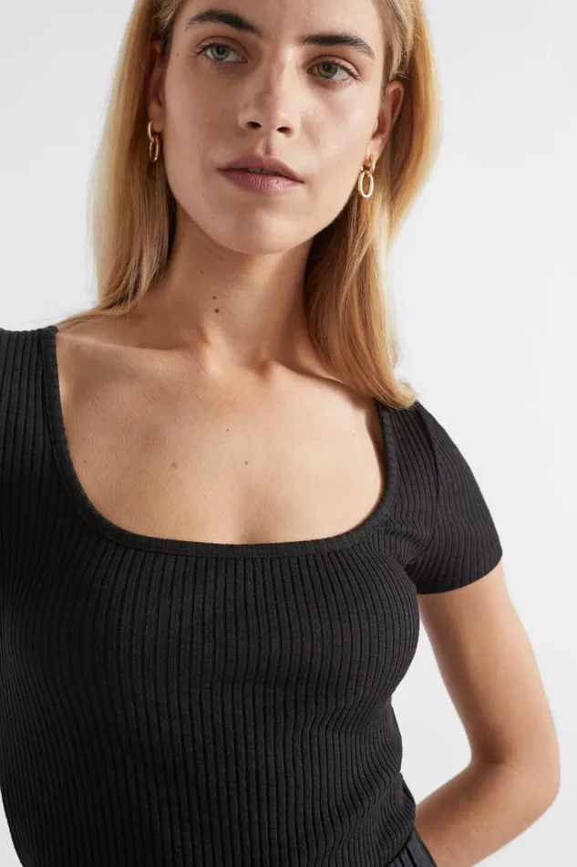 Seed Heritage TShirts and Tops Ribbed Neat Tee Black 8211 Woman