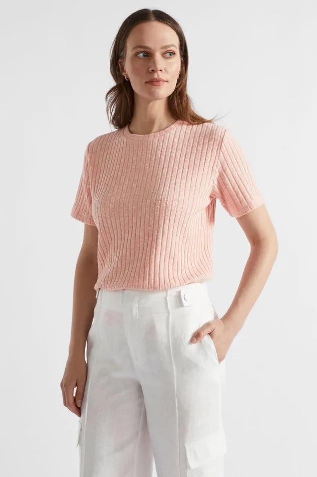 Seed Heritage TShirts and Tops Ribbed Short Sleeve Tee Tulip Pink 8211 Woman Seed Heritage TShirts and Tops Ribbed Short Sleeve Tee Tulip Pink 8211 Woman