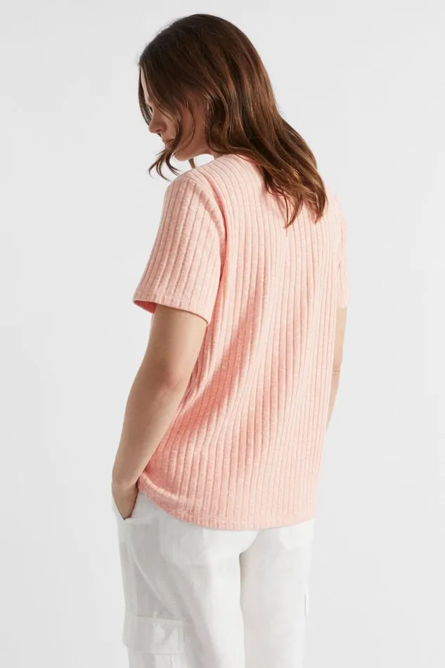Seed Heritage TShirts and Tops Ribbed Short Sleeve Tee Tulip Pink 8211 Woman
