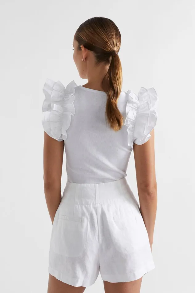 Seed Heritage TShirts and Tops Ruffle Detail Tee Whisper White 8211 Woman