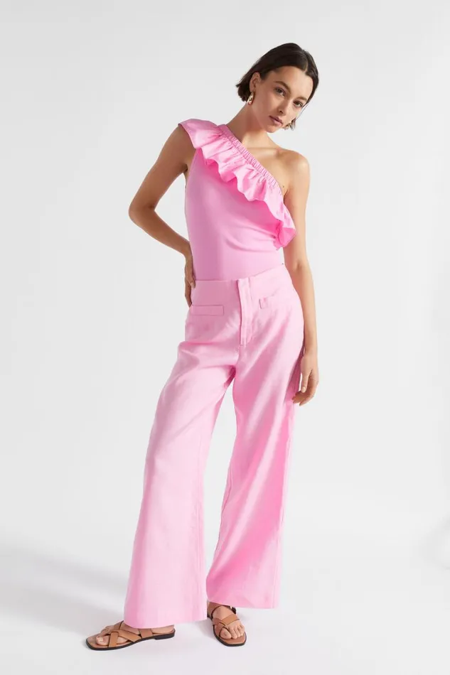 Seed Heritage TShirts and Tops Ruffle One Shoulder Tank Pink Gin 8211 Woman