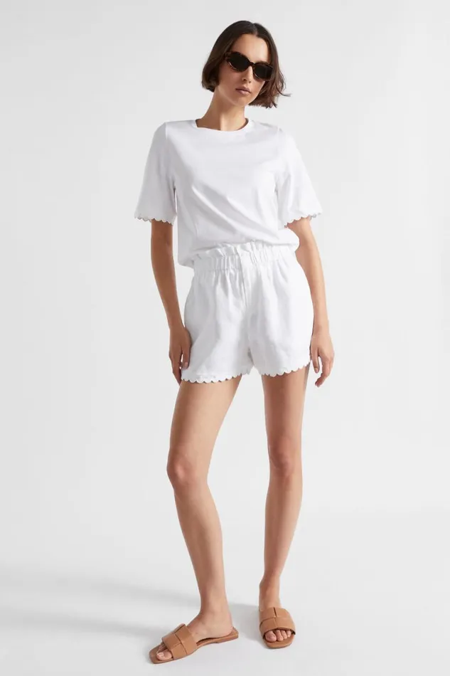 Seed Heritage TShirts and Tops Scallop Trim Tee Whisper White 8211 Woman