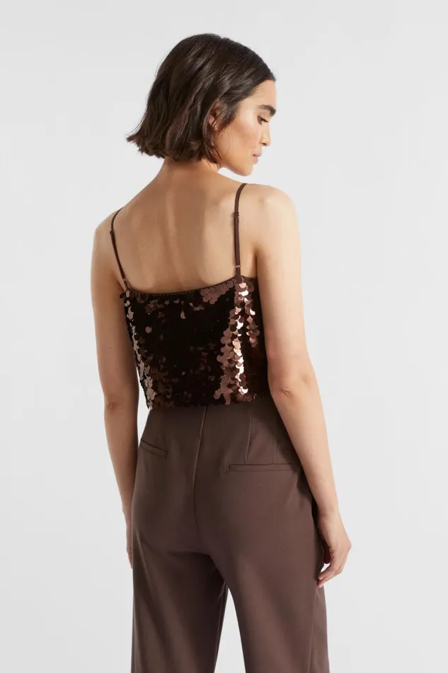 Seed Heritage TShirts and Tops Sequin Crop Cami Deep Raisin 8211 Woman