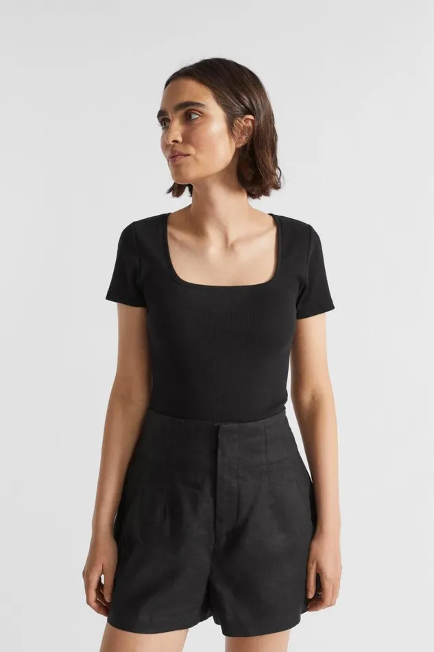 Seed Heritage TShirts and Tops Square Neck Rib Tee Black 8211 Woman