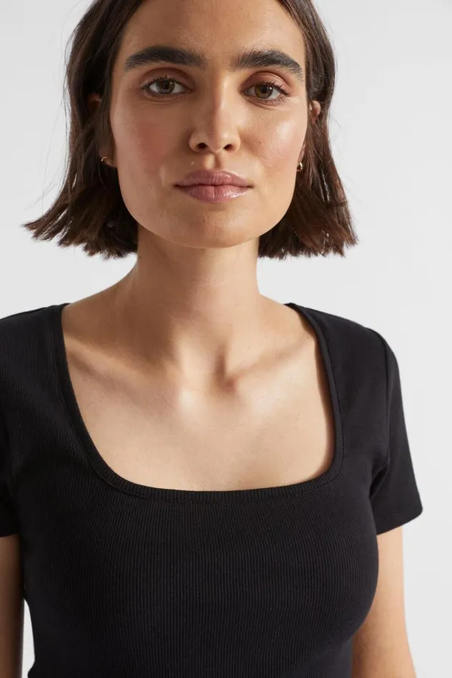 Seed Heritage TShirts and Tops Square Neck Rib Tee Black 8211 Woman