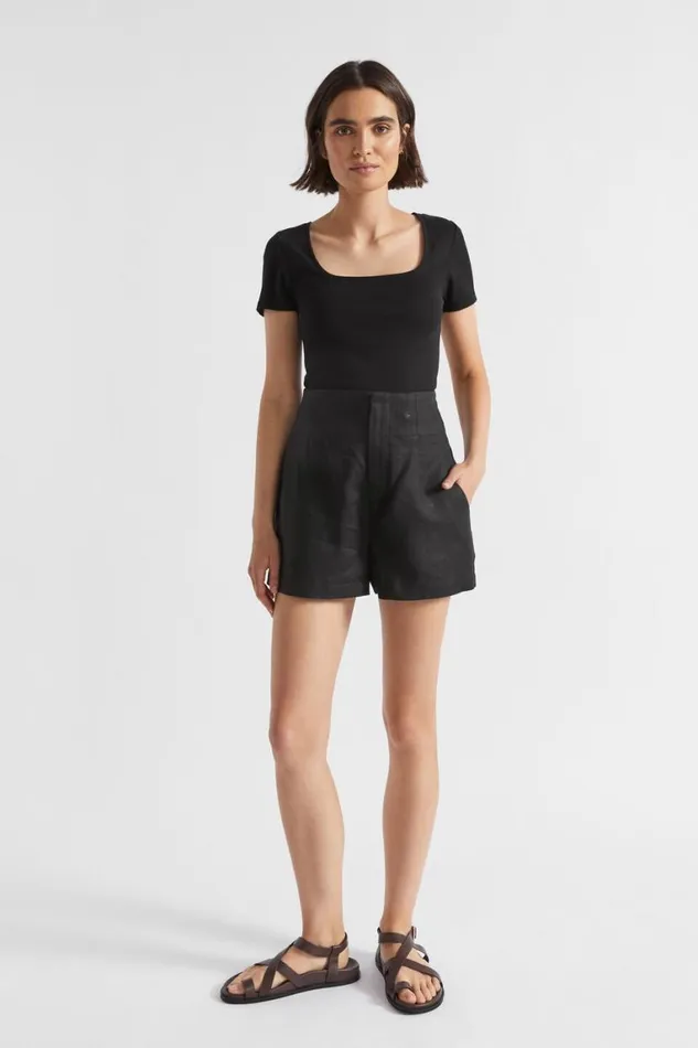 Seed Heritage TShirts and Tops Square Neck Rib Tee Black 8211 Woman