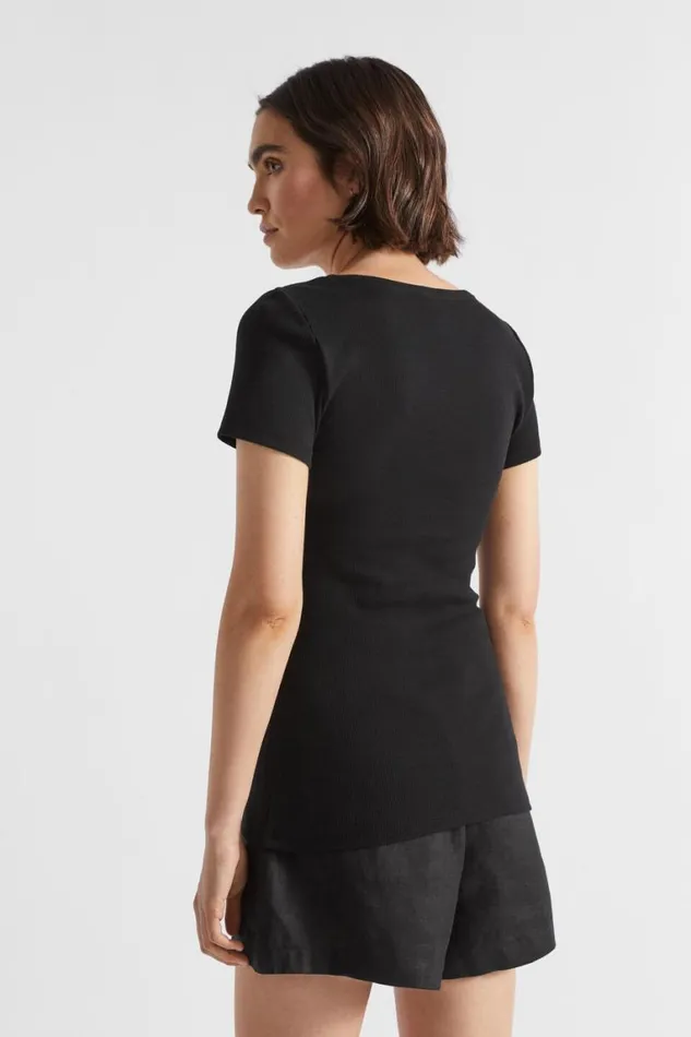 Seed Heritage TShirts and Tops Square Neck Rib Tee Black 8211 Woman
