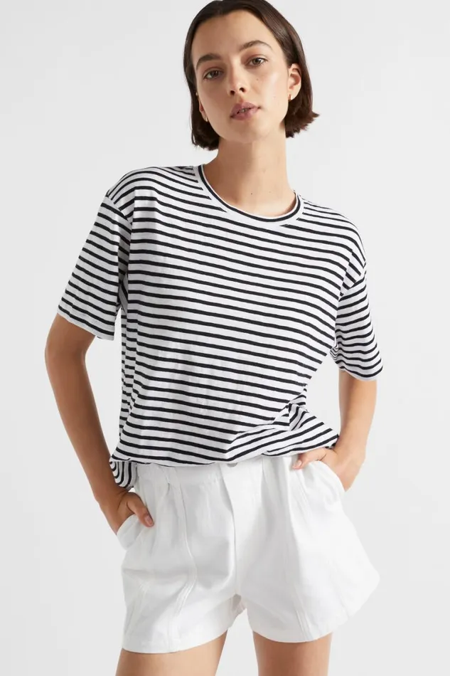 Seed Heritage TShirts and Tops Stripe Boxy Tee Mono Stripe 8211 Woman