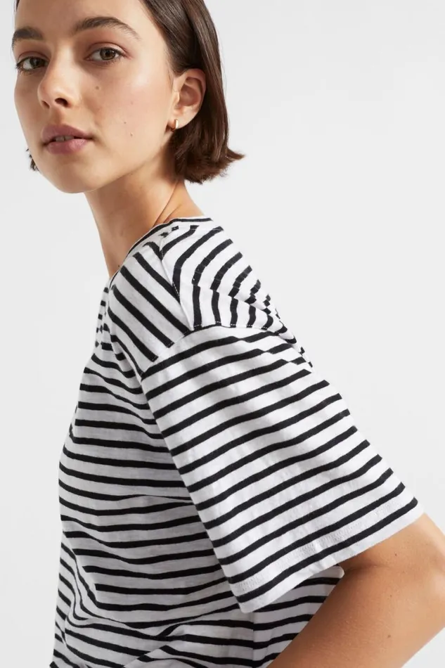 Seed Heritage TShirts and Tops Stripe Boxy Tee Mono Stripe 8211 Woman