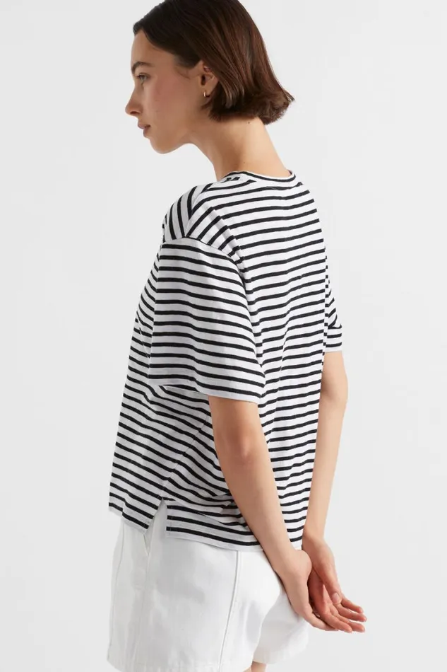 Seed Heritage TShirts and Tops Stripe Boxy Tee Mono Stripe 8211 Woman