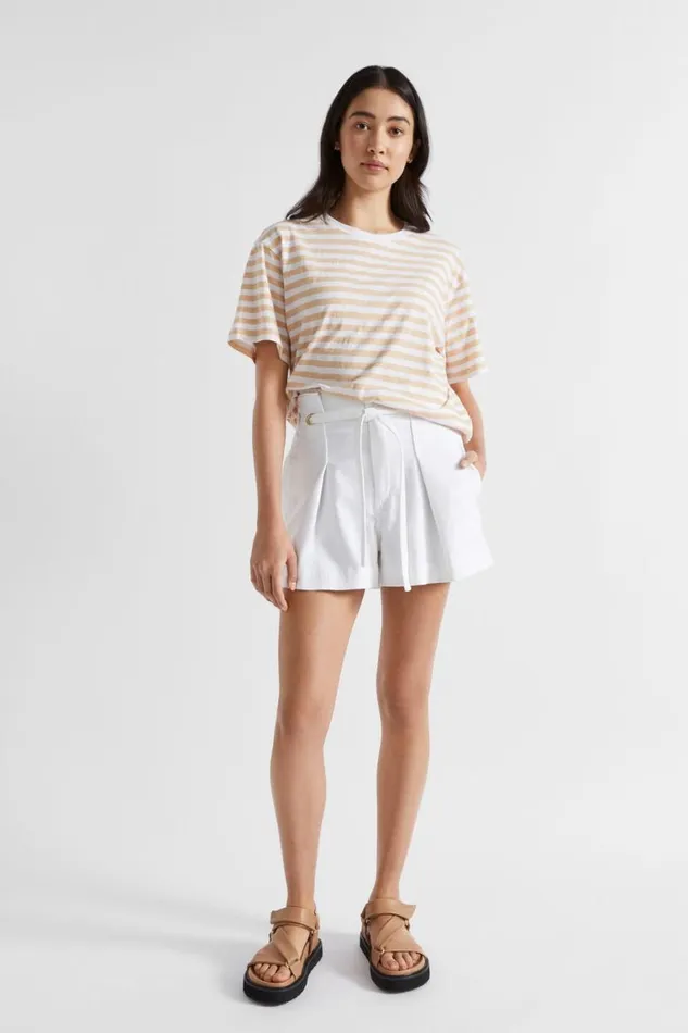 Seed Heritage TShirts and Tops Stripe Boxy Tee Soft Wheat Stripe 8211 Woman