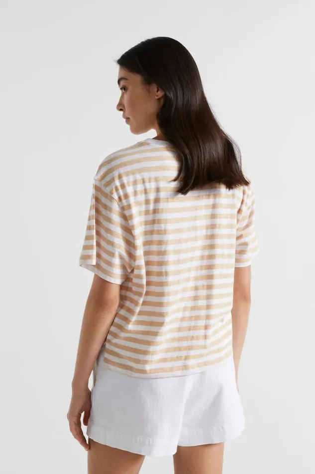 Seed Heritage TShirts and Tops Stripe Boxy Tee Soft Wheat Stripe 8211 Woman