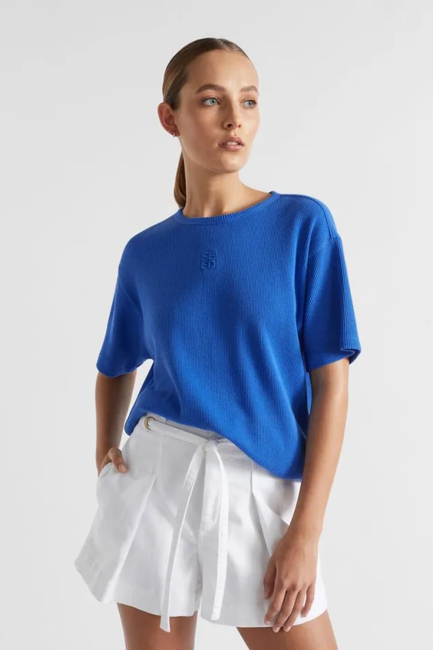 Seed Heritage TShirts and Tops Waffle Logo Tee Deep Ocean 8211 Woman